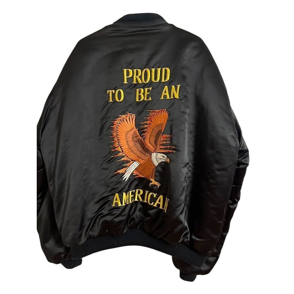 Vintage US Army Jacket Black 3X Eagle Embroidery Americana Ft Drum NY USA Retro